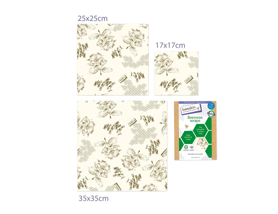 Bijenwasdoeken Set - Small, Medium en Large - Flower print