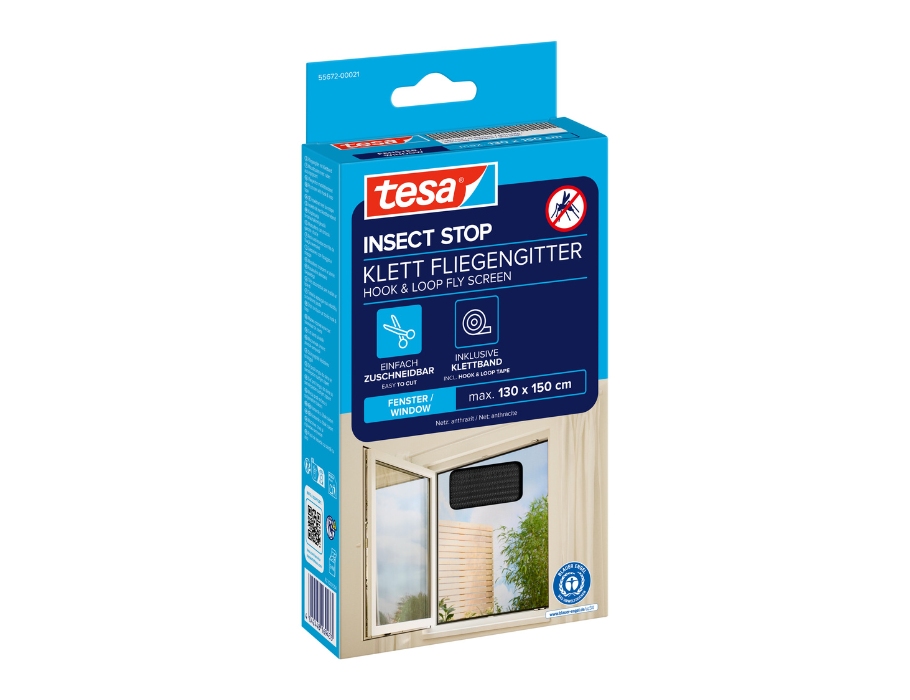 Raamhor - Insect Stop - Met Klittenband - Zwart 130x150cm