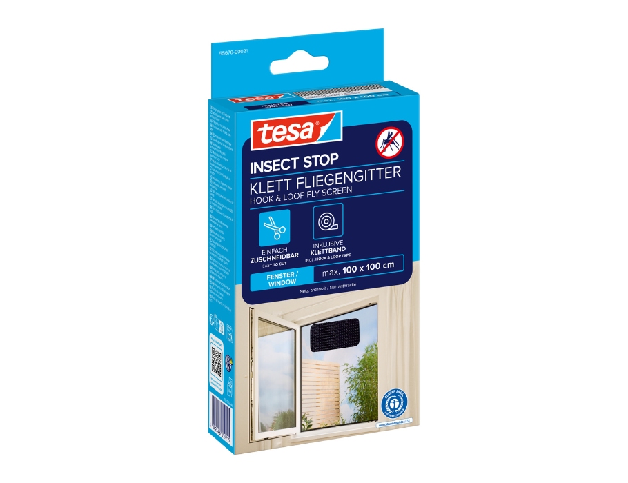 Raamhor - Insect Stop - Met Klittenband - Zwart 100x100cm