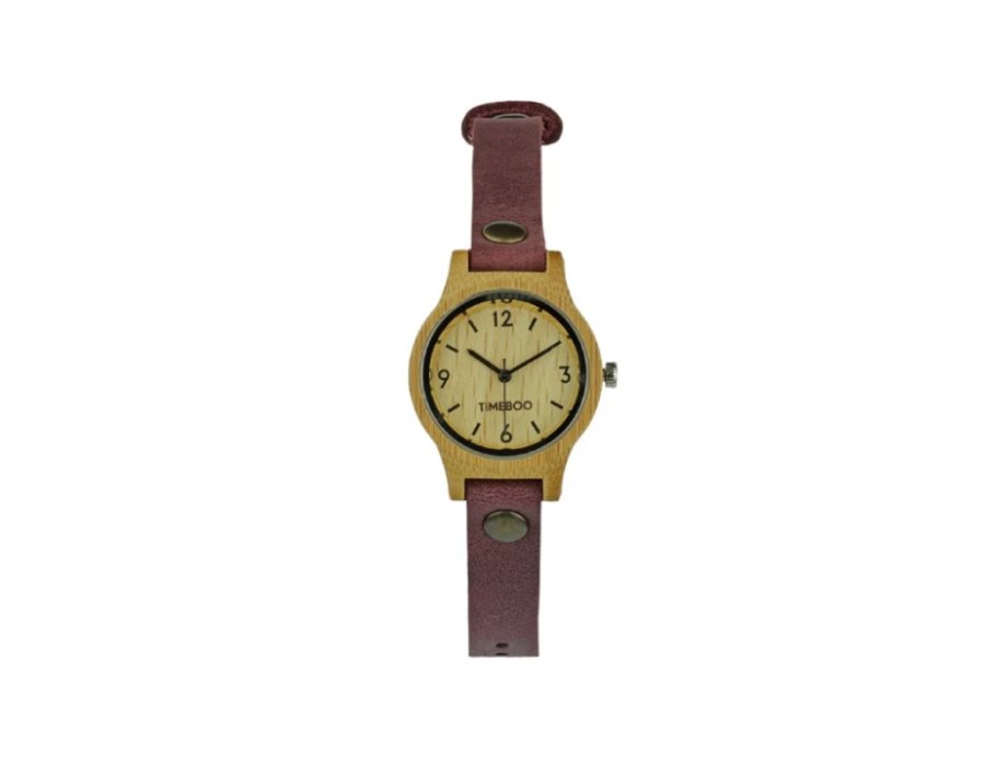 Bamboe Horloge Small Aubergine