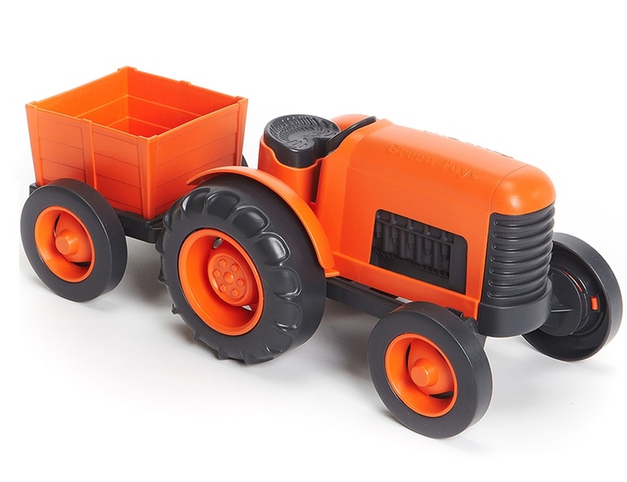 Tractor met aanhangwagen - Oranje