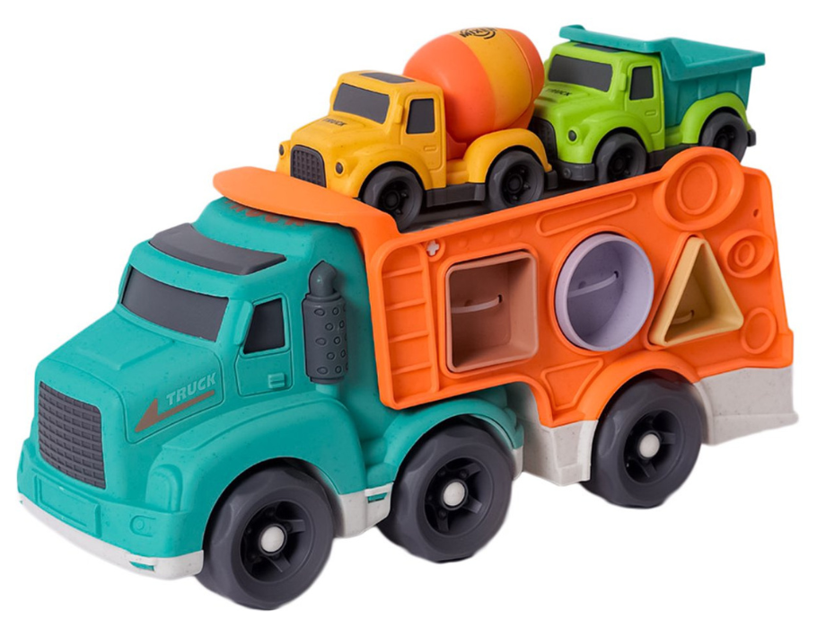 Bioplastic Truck met vormenstoof - incl. 2 kleine wagentjes