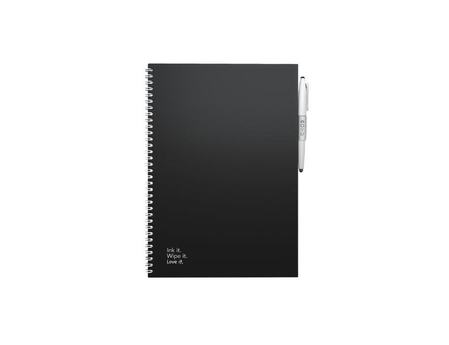 Uitwisbaar notitieboek - Hardcover A4 - Pitch Black